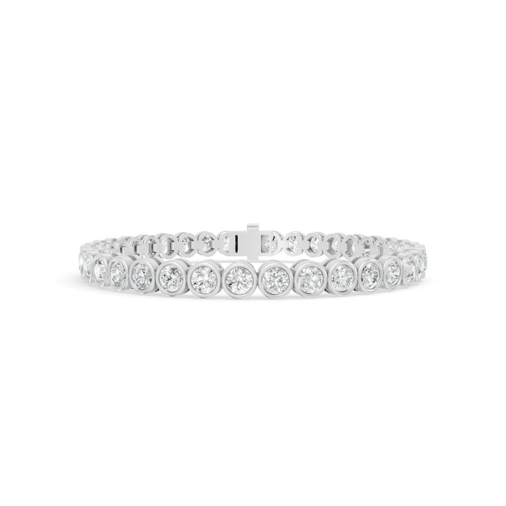 6.99 ctw Diamond Bezel 14K White Gold Tennis Bracelet